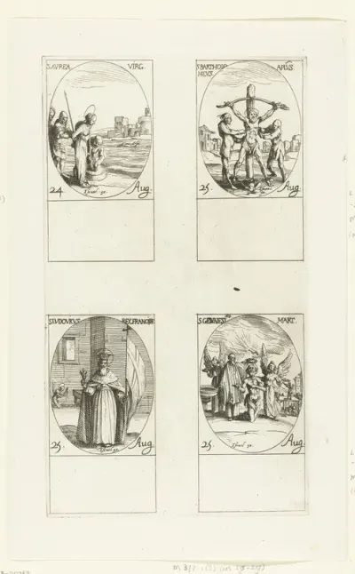 Heilige Aurea van Ostia, Heilige Bartholomeüs, Heilige Lodewijk IX van Frankrijk, Heilige Genesius de Toneelspeler (24-25 augustus)