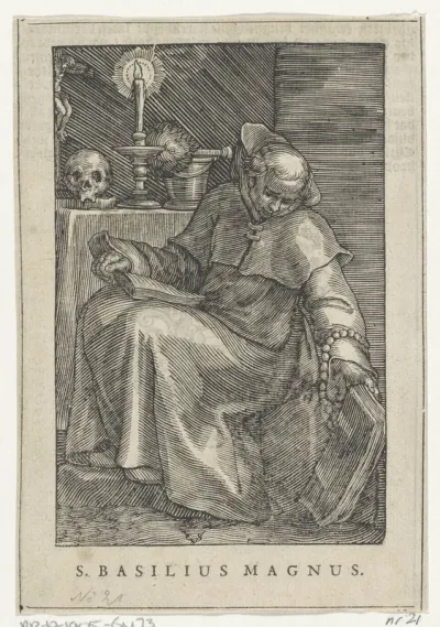 Heilige Basilius de Grote als kluizenaar
