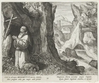 Heilige Benedictus van Nursia als kluizenaar