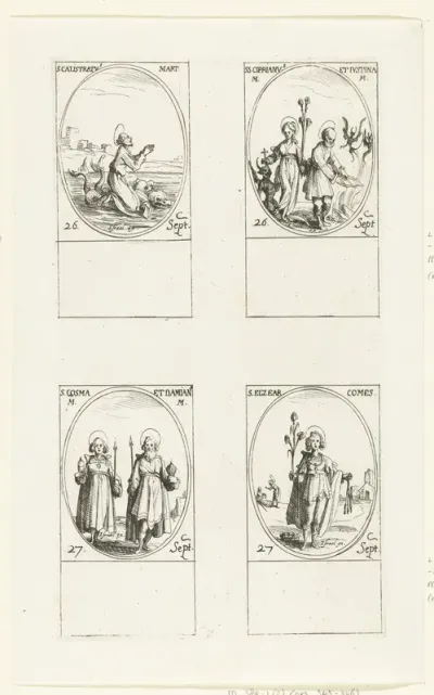 Heilige Callistratus, Heilige Cyprianus van Antiochië en Heilige Justina van Nicomedië, Heilige Cosmas en Heilige Damianus, Heilige Eleazar van Sabran (26-27 september)