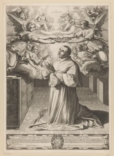 Heilige Carlo Borromeo in gebed