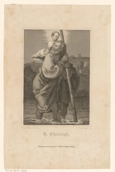 Heilige Christoffel met Christus op de schouder