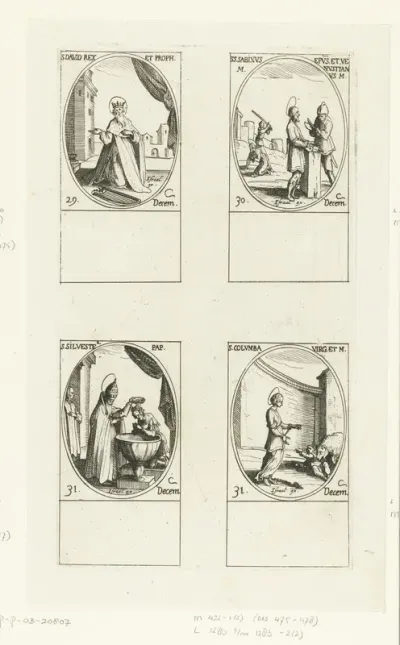 Heilige David, Heilige Sabinus en Heilige Venustianus van Spoleto, Heilige Silvester I, Heilige Columba van Sens (29-31 december)