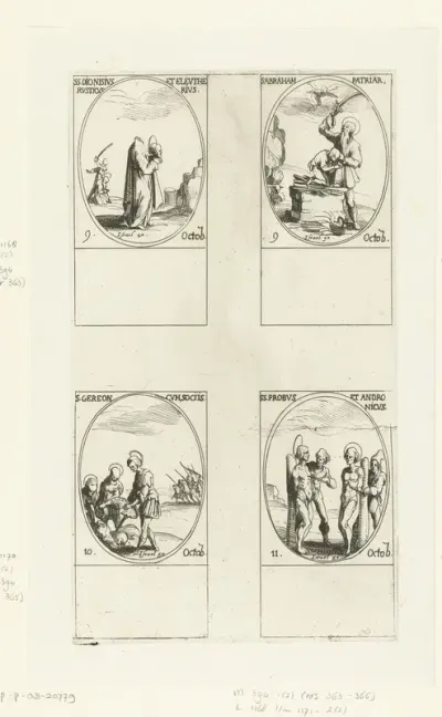 Heilige Dionysius van Parijs, Heilige Eleutherius en Heilige Rusticus, Heilige Abraham, Heilige Gereon van Keulen en gezellen, Heilige Probus en Heilige Andronicus (9-11 oktober)