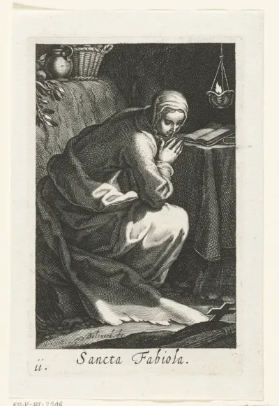 Heilige Fabiola van Rome als kluizenares