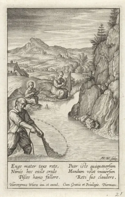 Heilige Familie aan het vissen