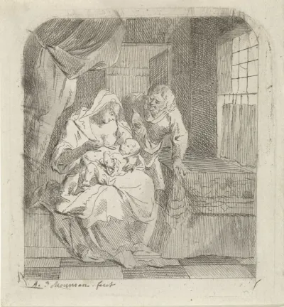 Heilige Familie in een interieur
