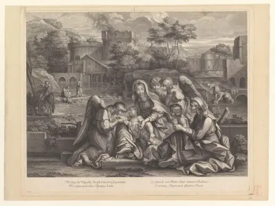Heilige Familie met Anna, Johannes de Doper en engelen