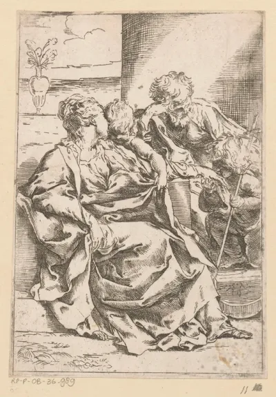 Heilige Familie met de jonge Johannes de Doper en een vaas