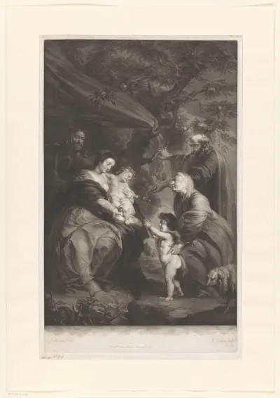 Heilige Familie met Elisabet, Zacharias en Johannes de Doper als kind