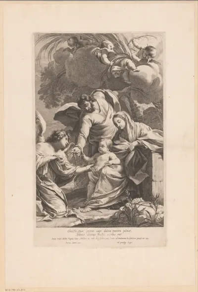 Heilige Familie met engelen