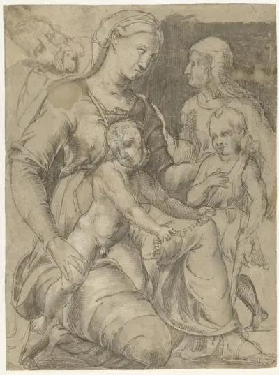 Heilige familie met Johannes de Doper en Elizabeth