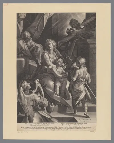 Heilige Familie met Johannes de Doper en twee engelen