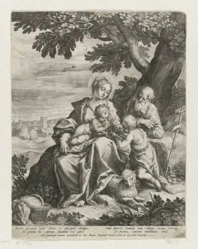 Heilige Familie met Johannes de Doper in een landschap
