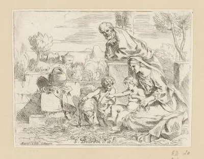 Heilige Familie met Johannes de Doper op een terras