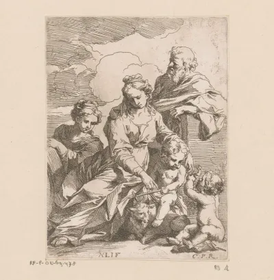 Heilige familie met Johannes en de H. Catherina