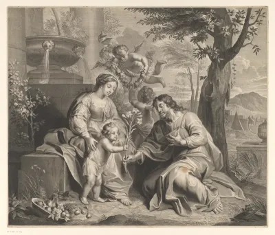 Heilige Familie met lelietak en putti