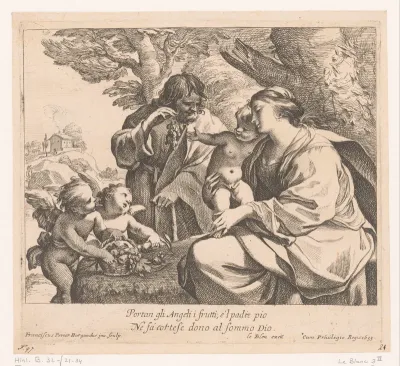 Heilige Familie met putti en druiven