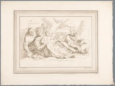 Heilige Familie met Zacharias en Elisabet in een landschap