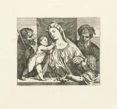 Heilige Familie met Zacharias en Johannes de Doper