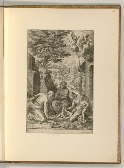 Heilige Familie mit hl. Elisabeth und dem Johannesknaben in einer Landschaft