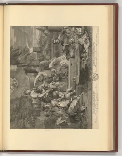 Heilige Familie mit zwei Engeln in einer Landschaft