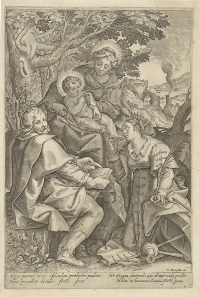 Heilige Familie, vergezeld door Catharina van Alexandrië