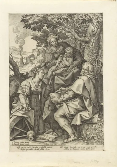 Heilige Familie, vergezeld door Catharina van Alexandrië