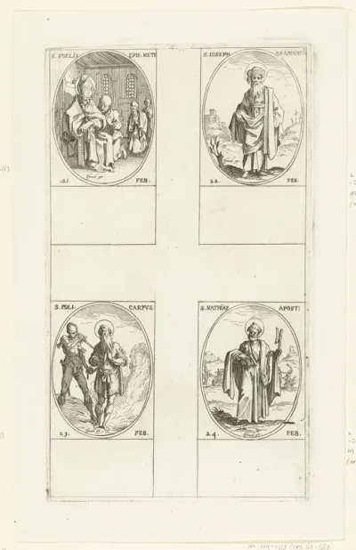 Heilige Felix van Metz, Heilige Jozef van Arimathea, Heilige Polycarpus, Heilige Matthias (21-24 februari)