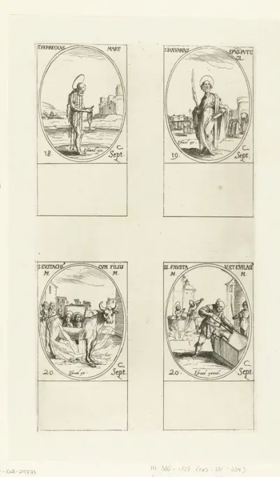 Heilige Ferreolus van Vienne, Heilige Januarius van Benevento, Heilige Eustachius van Rome en kinderen, Heilige Fausta en Heilige Evilasius van Cyzicus (18-20 september)