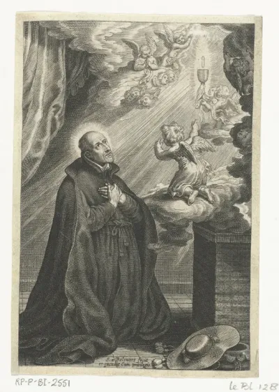 Heilige Franciscus Borgia knielt voor visioen met hostie