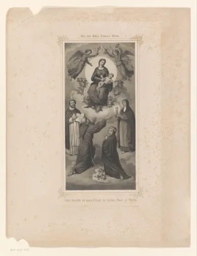 Heilige Franciscus en Rosa van Viterbo bidden tot Maria met kind