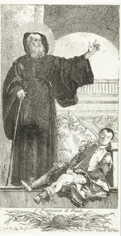 Heilige Franciscus van Paola geneest door duivel bezeten man