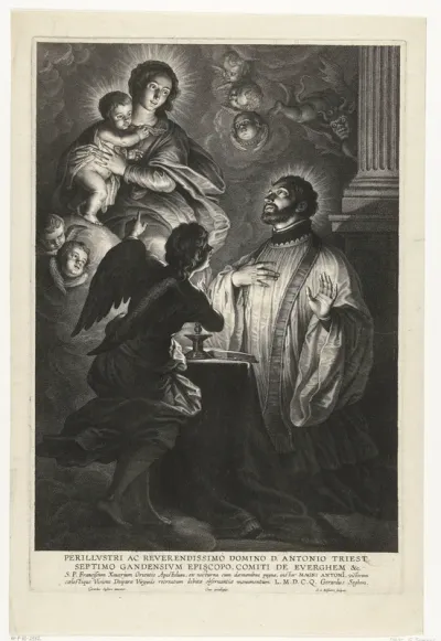 Heilige Franciscus Xaverius aanbidt Maria met kind