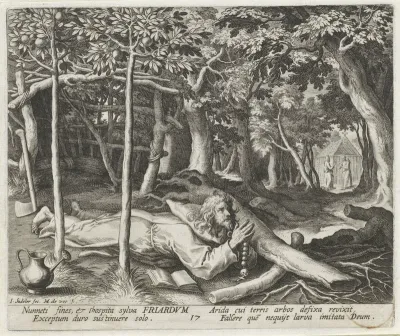 Heilige Friardus van Nantes als kluizenaar