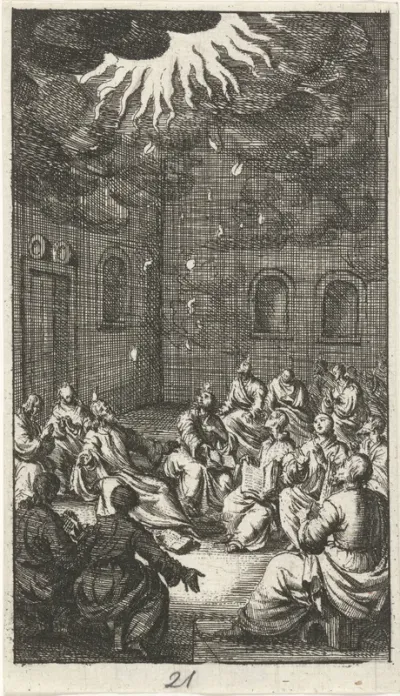 Heilige Geest daalt neer op Maria en apostelen