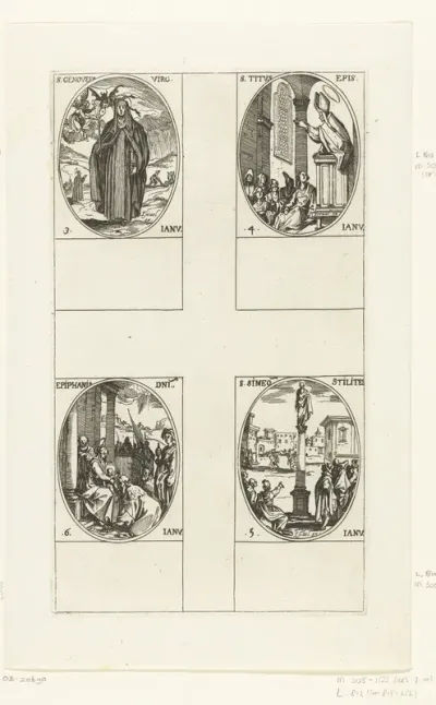 Heilige Genovefa, Heilige Titus, Heilige Simon de Styliet, Aanbidding door de wijzen (Driekoningen) (3-6 januari)