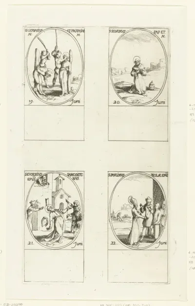 Heilige Gervasius en Heilige Protasius van Milaan, Heilige Silverius, Heilige Eusebius van Samosata, Heilige Paulinus van Nola (19-22 juni)