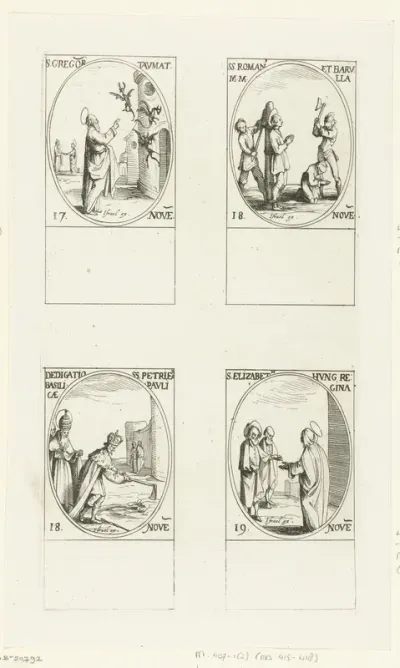 Heilige Gregorius Thaumaturgus, Heilige Romanus en Heilige Barulas van Antiochië, Bouw van de Sint-Pieter en de Sint-Paulus-buiten-de-Muren (Petrus' Kerkwijding en Paulus' Kerkwijding), Heilige Elisabeth van Hongarije (17-19 november)