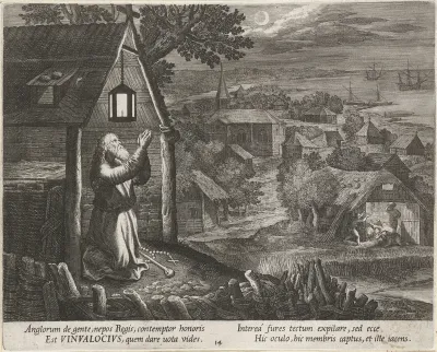 Heilige Guénolé als kluizenaar