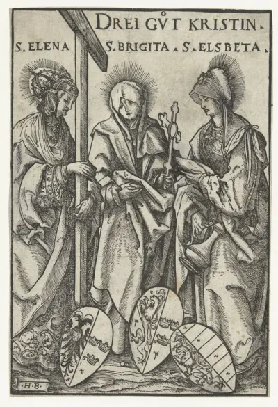 Heilige Helena, heilige Brigita van Zweden en heilige Elisabet van Hongarije als drie beste christelijke vrouwen