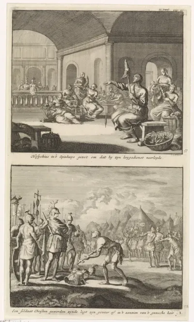 Heilige Hesychius van Antiochië spint wol en de weigering van een christelijke soldaat om te vechten