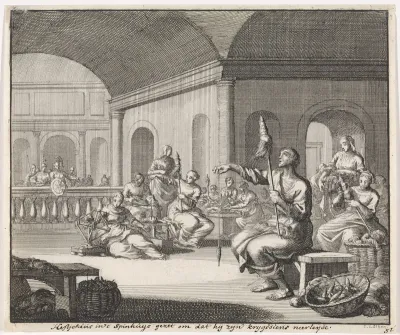 Heilige Hesychius van Antiochië spint wol
