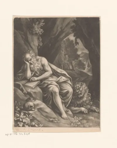 Heilige Hieronymus in de wildernis, schrijvend
