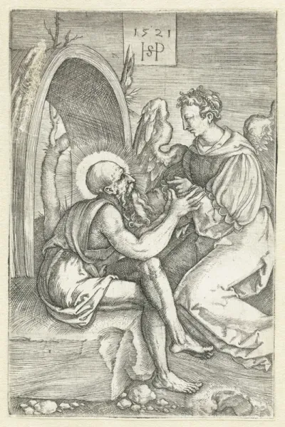 Heilige Hieronymus in gesprek met een engel