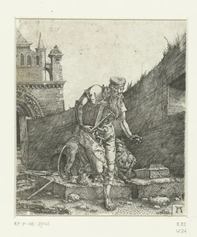 Heilige Hieronymus op de binnenplaats van een kerk