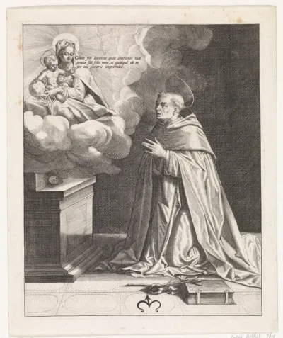 Heilige Hyacinthus aanbidt Maria met het Christuskind