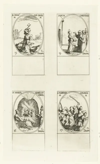 Heilige Ireneus van Rome en gezellen, Heilige Christiana van Georgië, Heilige Ananias, Heilige Azarias en Heilige Misael van Babylon, Heilige Florianus en gezellen (15-17 december)
