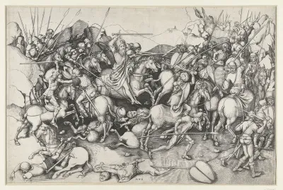 Heilige Jakobus de Meerdere (Jacobus Major) in de slag bij Clavijo