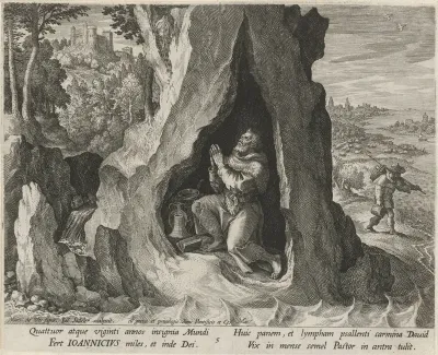 Heilige Johannicius van Bithynië als kluizenaar